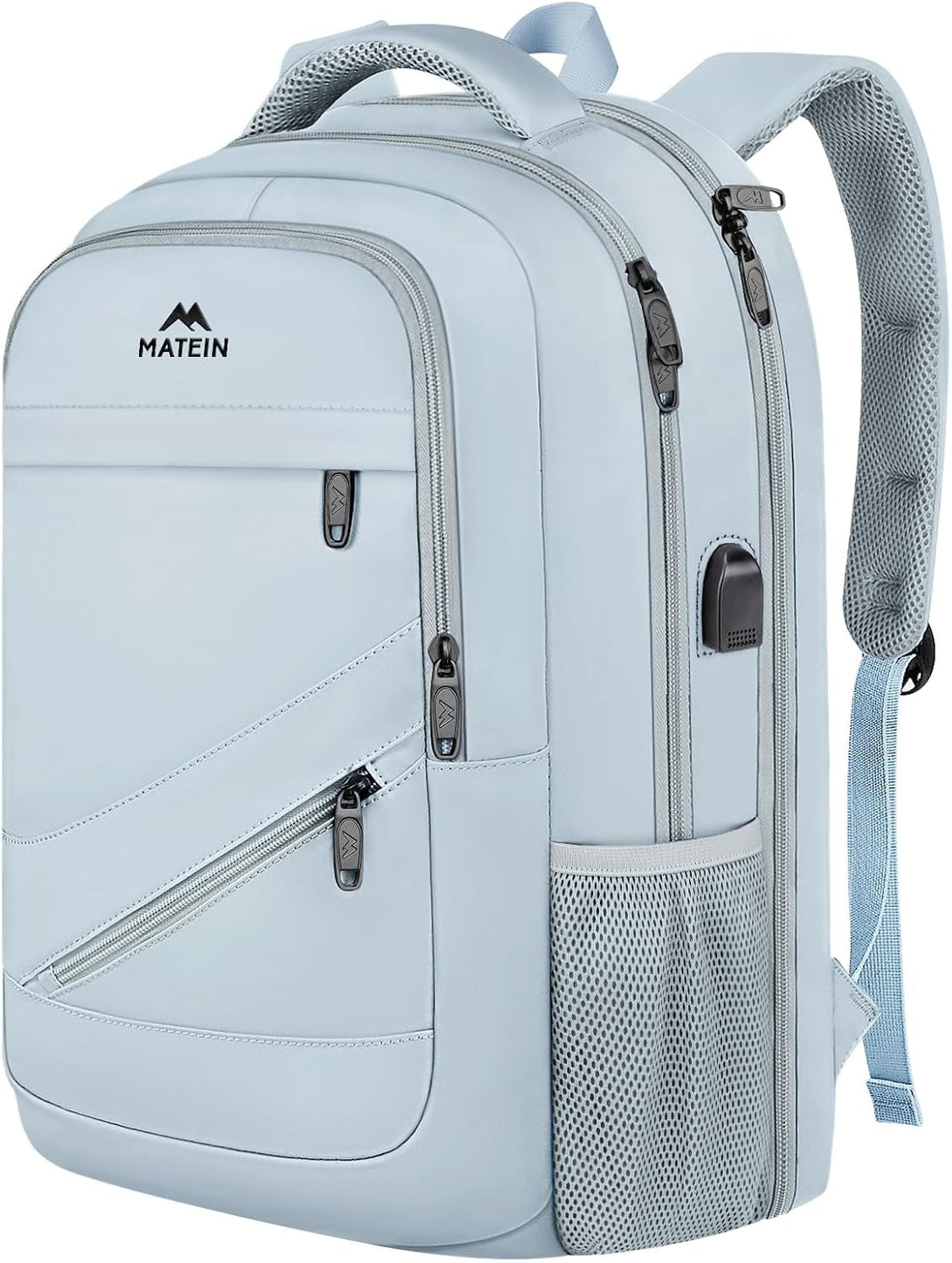 MATEIN Laptop Backpack Women, 17 Inch Big Work Bags with USB Charging Port for Nurses, Water Resistant Travel Backpack TSA Approved, Stylish Daypack College Bag for Women, Haze Blue