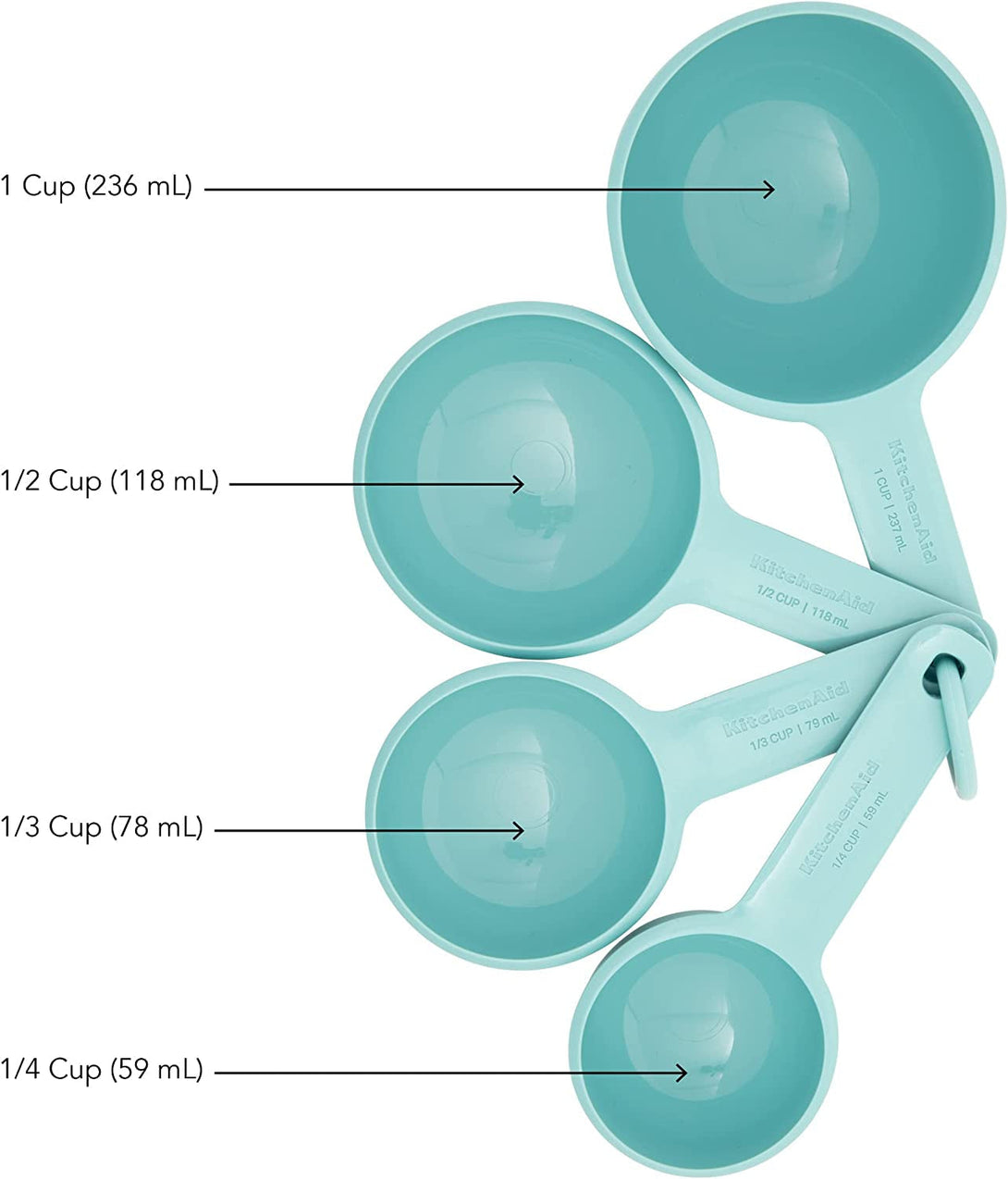 Kitchenaid Measuring Cups, Set of 4, Aqua Sky