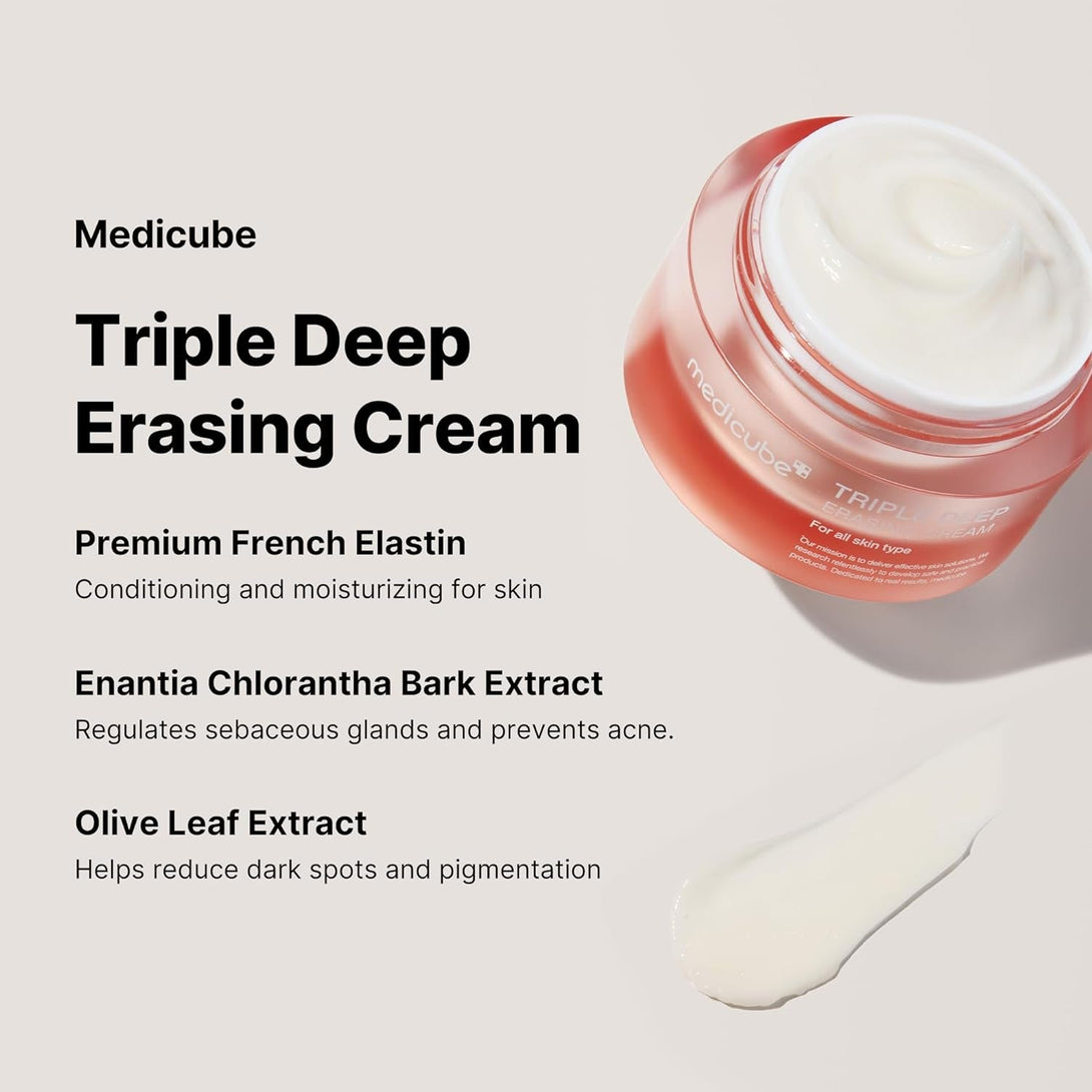 Medicube Triple Collagen Cream - Hydrating & Firming Moisturizer with Hyaluronic Acid, Premium Elastin, Shea Butter - Wrinkle Care & Boosts Elasticity - Korean Skincare, 1.69 Oz