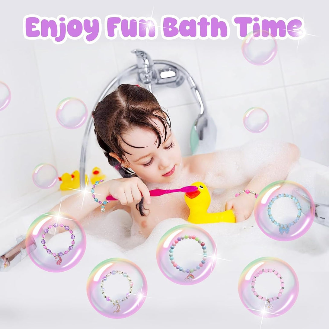 Bath Bombs for Kids Girls with Surprise Toys Inside, 12Pcs Handmade Fizzies Spa Bath Bomb with Jewelry Toys inside Gifts for Girls Birthday, Christmas, Bubble Dry Skin Moisturize Bath Ball