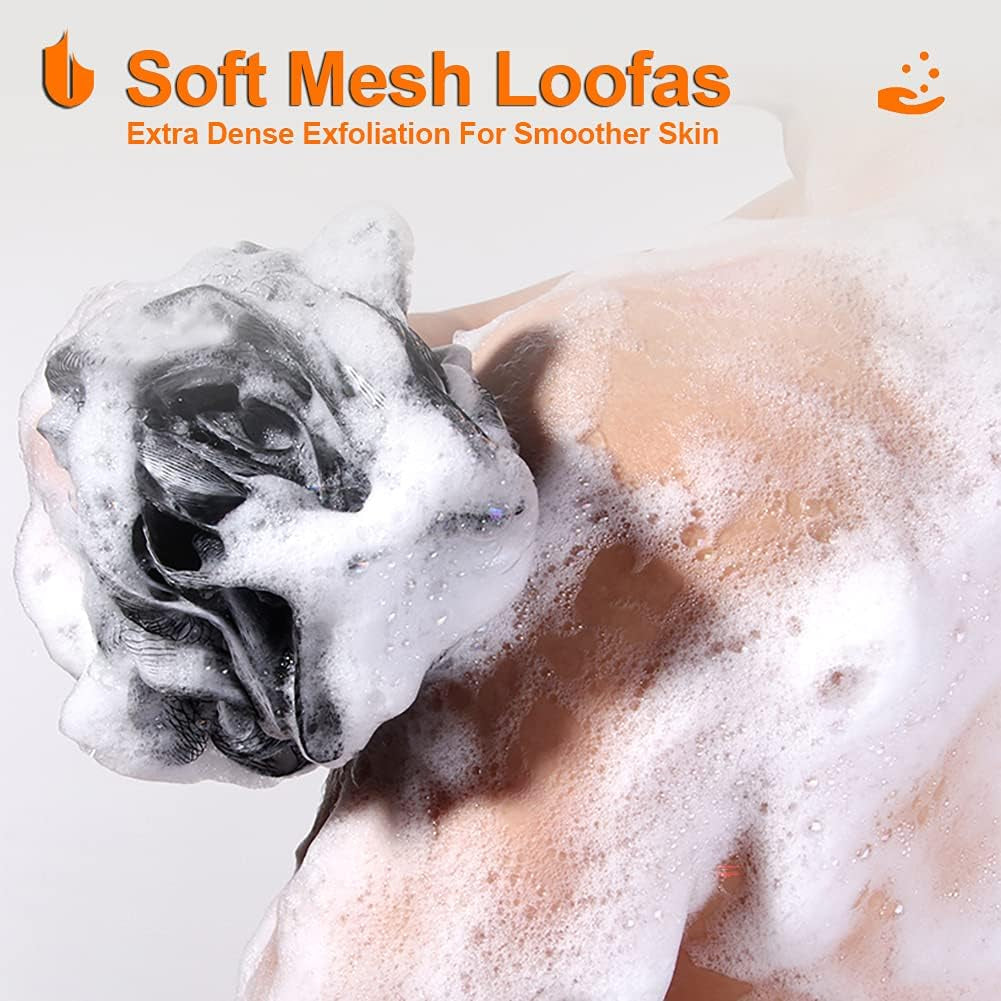 Urbanstrive Shower Bath Sponge XL 75G Soft Shower Loofahs Balls for Body Wash Men Women Bathroom Accessories, 1 Pack, Black