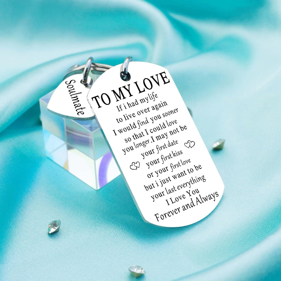 Soulmate Gifts for Him Her Boyfriend Husband Girlfriend Wife Soulmate to My Love Keychain Romantic Anniversary I Love You Gifts Birthday Anniversary Christmas Romantic Gift for Him Her