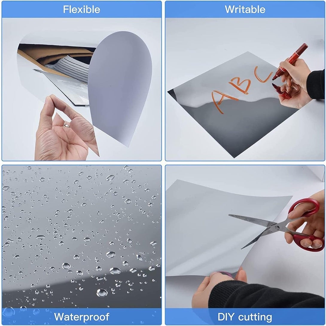16 Pcs Flexible Mirror Reflective Stickers，Non Glass Safety Reflective Mirror, 12 X 12 in Self Adhesive Square Cuttable Acrylic Film Mirror for DIY Craft Home Wall Decoration