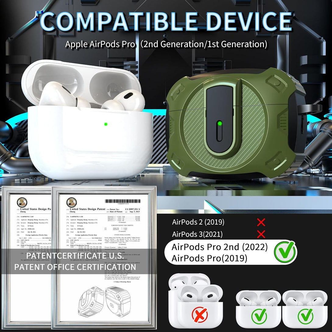 RFUNGUANGO for Airpods Pro 2Nd Generation Protective Case, 2024 New Space-Themed Protective Case. Compatible with Airpods Pro 1/2 And, Works with Magsafe. [Greener]