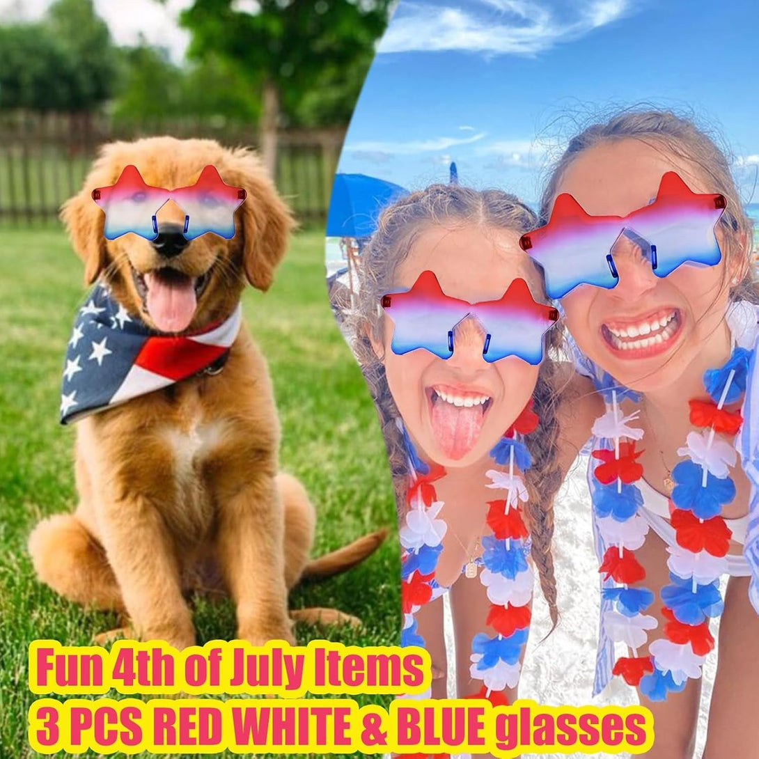 4Th of July Glasses with Red White and Blue Style for Independence Patriots Labor Day American USA Flag Sunglasses