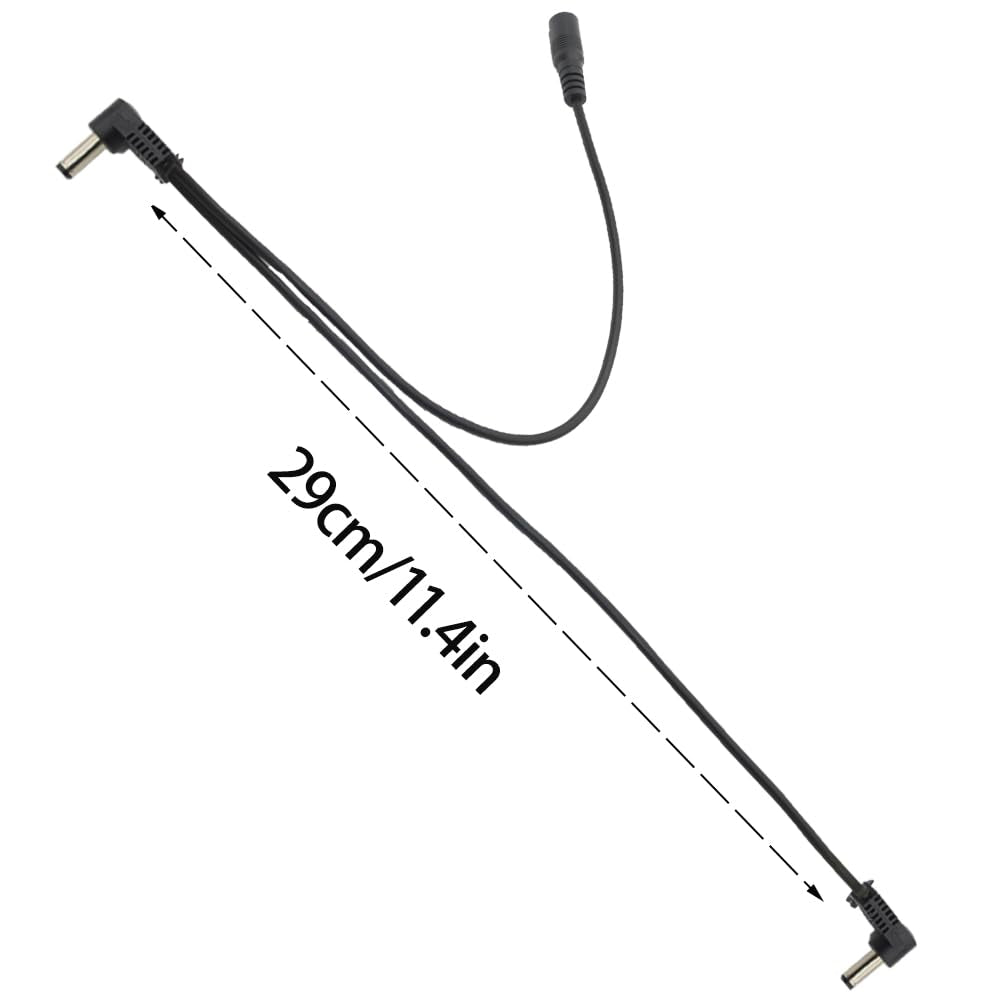 1 to 2 Way Daisy Chain Guitar Effect Pedal Power Supply Splitter Adapter Cable - Black (2PCS)