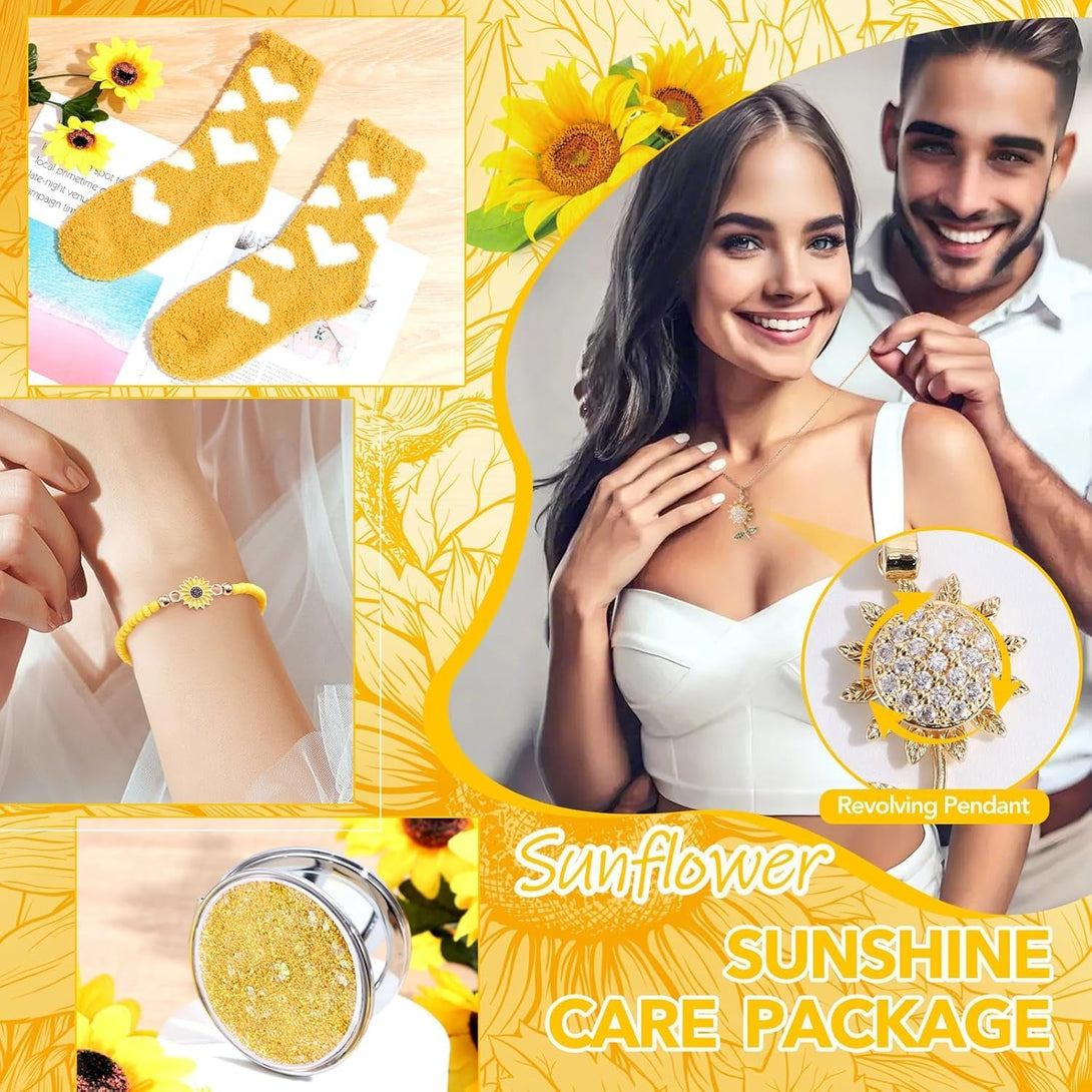 Sunflower Gifts for Women, 18 Pcs Get Well Gifts, Sending Sunshine Gift, Birthday Gift Sets, Gift Baskets for Mom Self Care Package, Inspirational Thank You Gifts Spa Gifts for Sister Mom Best Friends