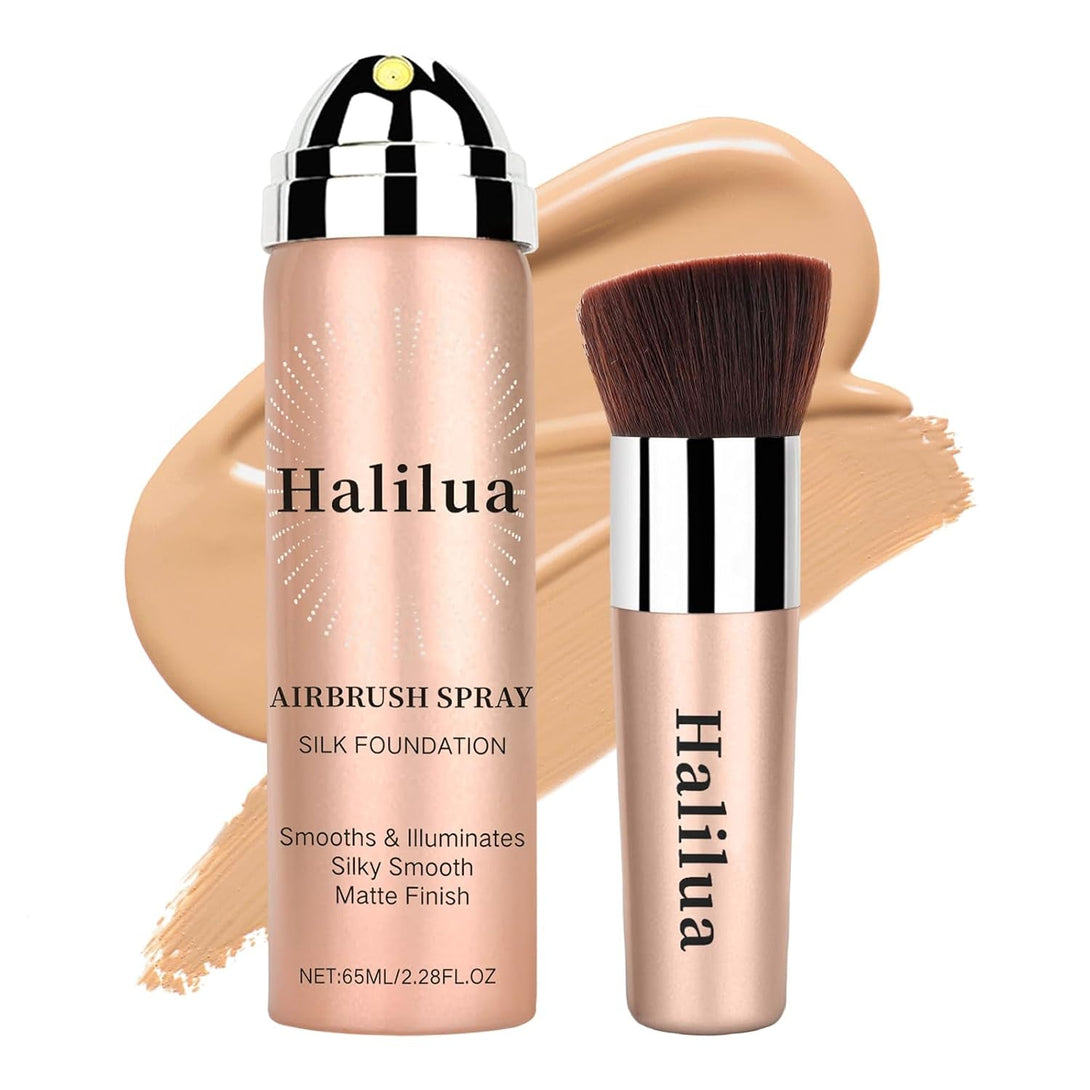 Airbrush Foundation Makeup Spray, Mini Travel Makeup,Silk Airbrush Flawless Setting Spray,Long-Lasting&Waterproof Foundation for Smooth Radiant Creamy Skin,Breathable Anti-Aging(02#Beige)