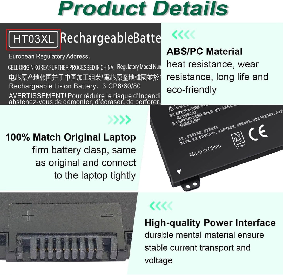 HT03XL L11119-855 Laptop Battery for HP Pavilion 14-CE 14-CF 14-DF 15-CS 15-DA 15-DB 15-DW 17-By 17-CA Series 15-CS0053CL 15-DW0033NR 15-DA0014DX L11421-542 L11421-2C2 HSTNN-UB7J HSTNN-DB8R HT03041XL