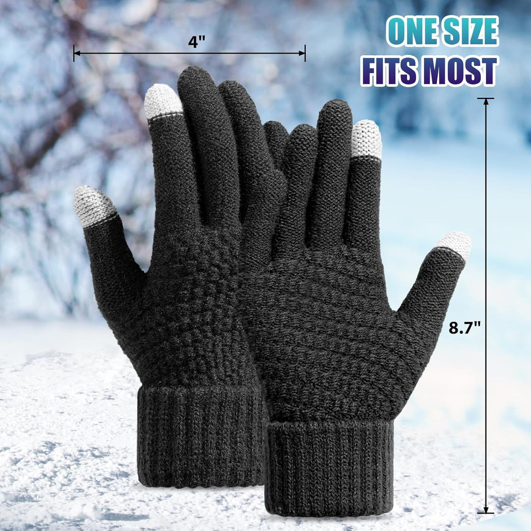 Premillow Winter Gloves for Women - Warm Knit Gloves with Elastic Cuff for Cold Weather, Touchscreen Compatible