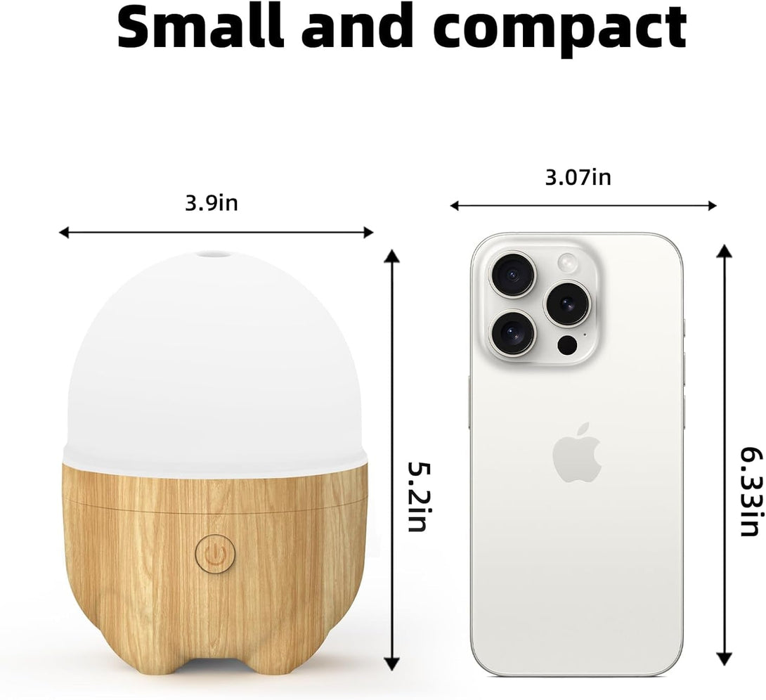 150ML Rechargeable Battery Operated Essential Oil Diffuser, Portable Cordless Aromatherapy Air Diffuser with 7 LED Color Changing Lights（Yellow Wood）