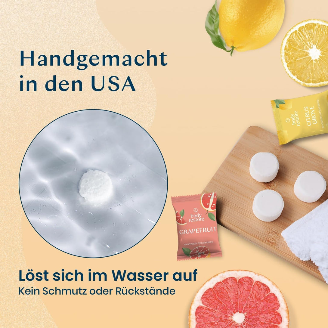 Body Restore Shower Steamers Aromatherapy 6 Pack - Gifts for Dad, Grandpa, Birthday Gift for Mom, Daughter, Son, Best Friend, Travel Essentials, Stress Relief, Self Care - Citrus