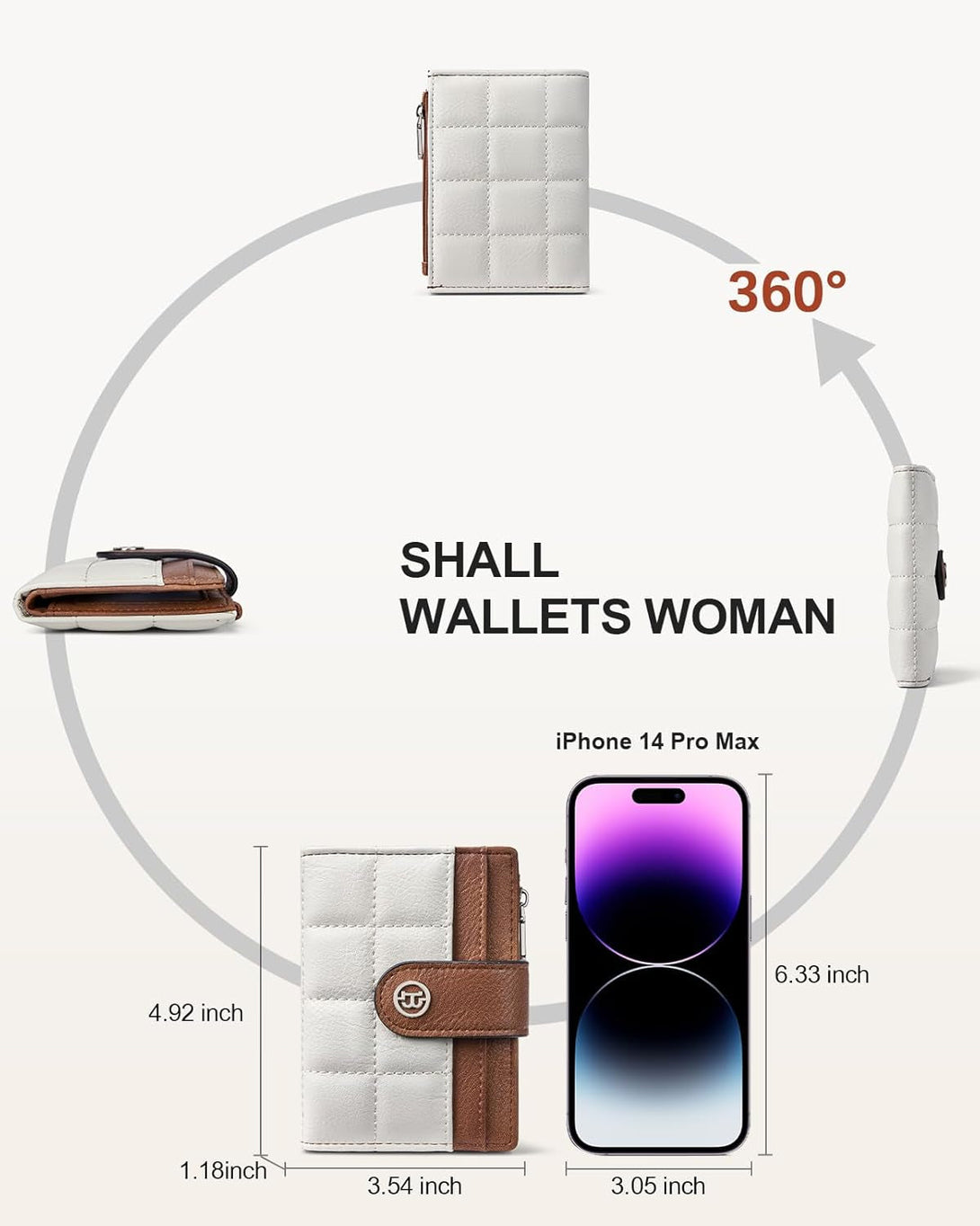 BOSTANTEN Small Wallet for Women Leather RFID Blocking Card Holder Bifold Compact Wallets with Zipper Coin Pocket Beige＆Brown
