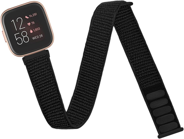 Nylon Sport Ankle/Arm Band Compatible with Fitbit Versa 2/Versa-1/ Lite/Se for Women Men, Elastic Nylon Braided Arm Strap Replacement Ankle Band