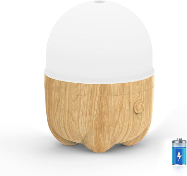 150ML Rechargeable Battery Operated Essential Oil Diffuser, Portable Cordless Aromatherapy Air Diffuser with 7 LED Color Changing Lightsï¼ˆYellow Woodï¼‰