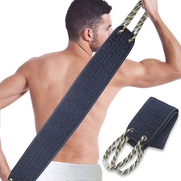 Exfoliating Back Scrubber for Shower, Double-Sided Back Scrub Washcloth with Handles for Use in Shower, 38 Inches Body Exfoliator Bath Tool to Clean Your Body Deeply for Men & Women Skin Care