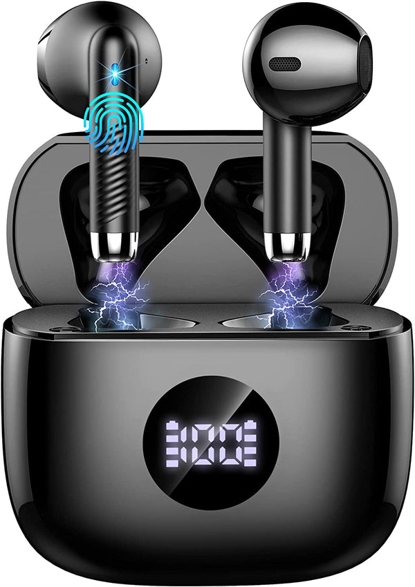 Wireless Earbuds, Bluetooth 5.4 Ear Buds LED Power Display Headphones Bass Stereo, Bluetooth Earbuds In-Ear Noise Cancelling Mic, 40H Playback Mini Case IP7 Waterproof Sports Earphones for Android Ios