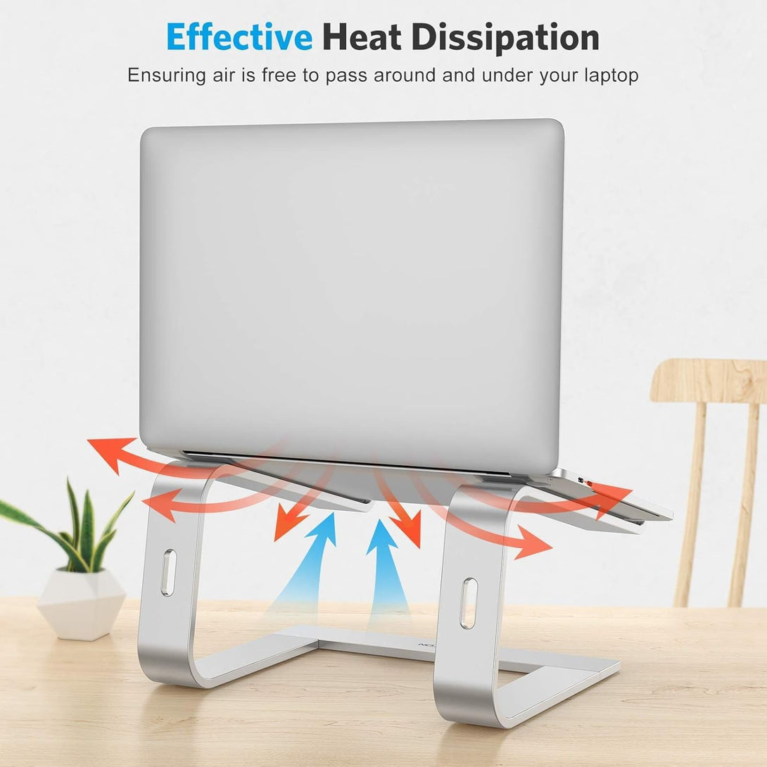 OMOTON Laptop Stand, Detachable Laptop Mount, Aluminum Laptop Holder Stand for Desk, Compatible with Macbook Air/Pro, Dell, HP, Lenovo and All Laptops (11-16 Inch), Silver