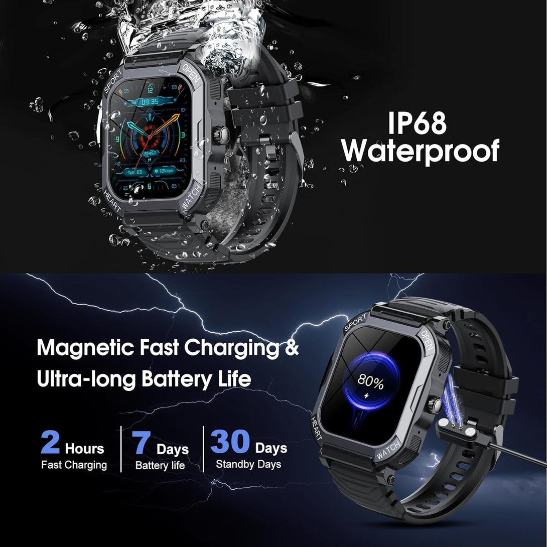 Smart Watch for Men Women (Answer/Make Call), 1.85” Fitness Watch, 113 Sports Modes Smartwatch with Heart Rate/Sleep Monitor, Pedometer, IP68 Waterproof, 2025 Activity Trackers for Android IOS, Black