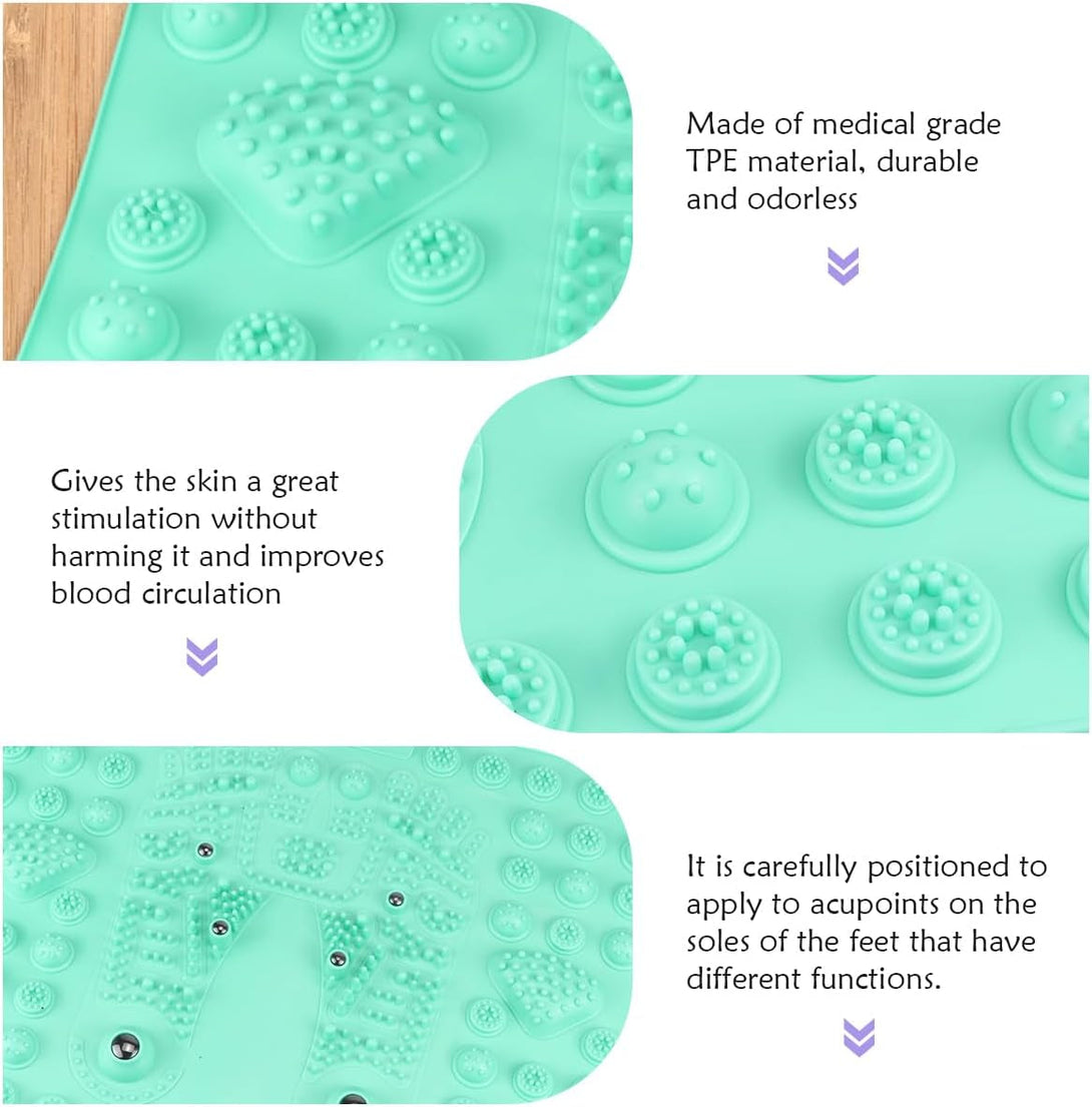 Feet Massage Pad Massager Tool Foot Acupressure Mat Pressure Relief Pad Foot Acupressure Cushion Shiatsu Reflexology Massager (Green)