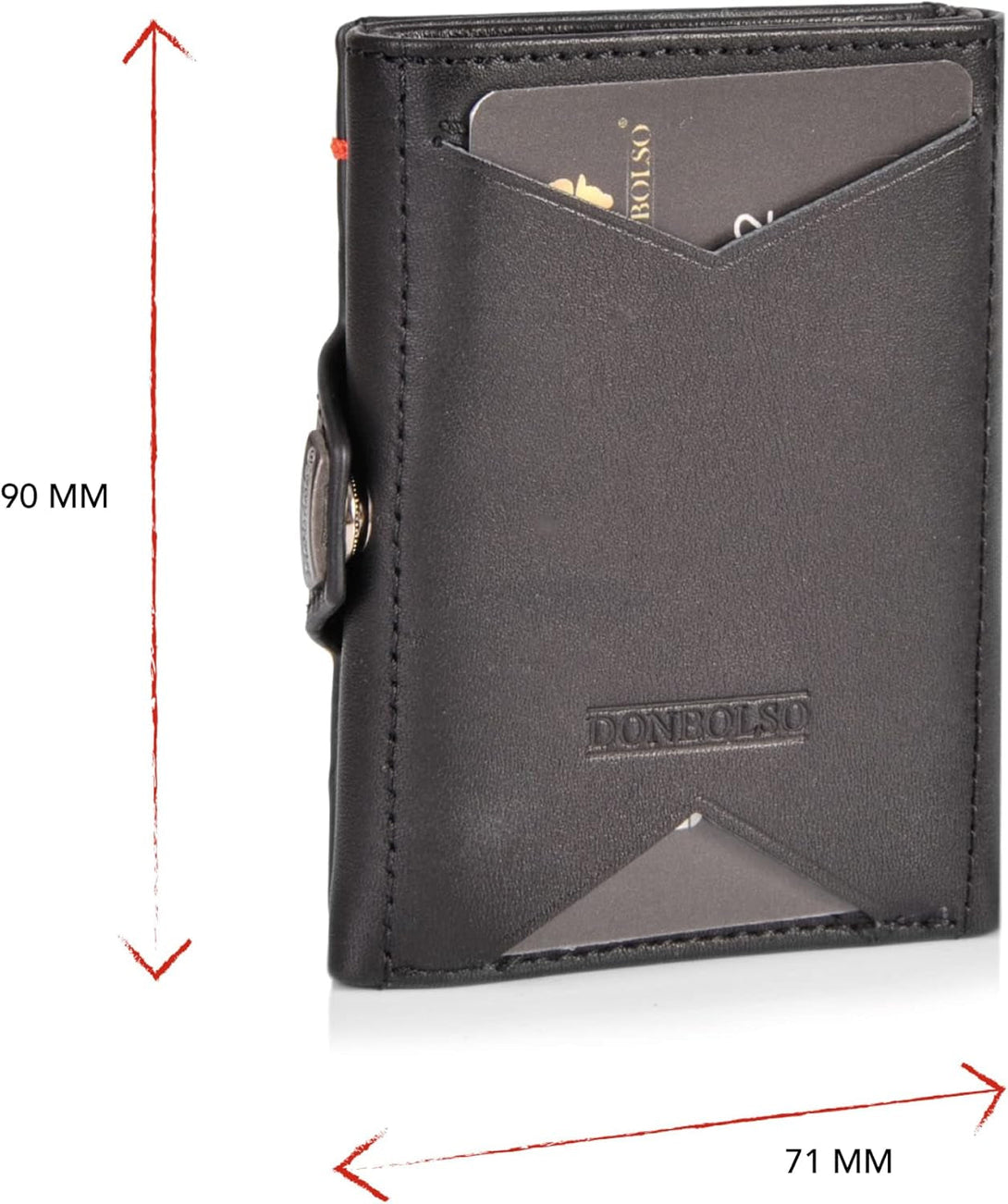 DONBOLSO Wallet Nextgen I Modern Slim Wallet without Coin Pocket I Trifold Purse with RFID Protection I up to 11 Cards I Genuine Leather Credit Card Holder for Men and Women I Nappa Black