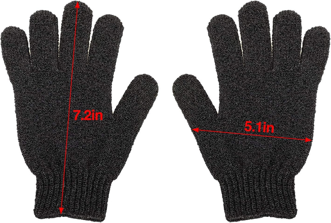 6Pairs Exfoliating Gloves - Premium Black Scrub Wash Mitt for Bath or Shower - Luxury Spa Exfoliation Accessories for Beauty Spa Massage, Suitable for Men and Women