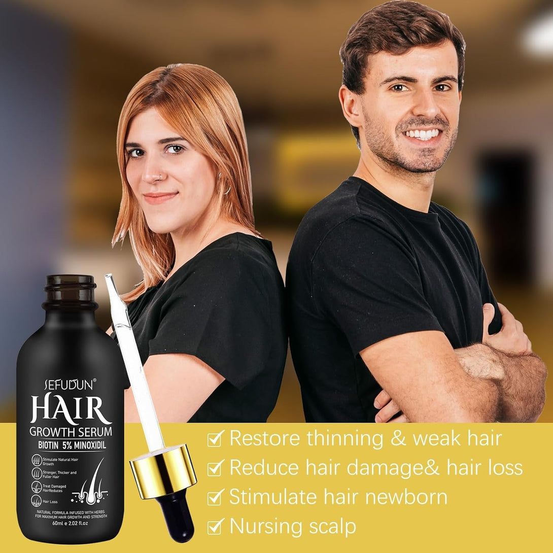 5% Minoxidil Hair Growth Oil for Men and Women - Regrowth Serum, Extra Strength Spray for Hair Loss, Thicker Healthier Hair, Beard Growth Kit, Topical Treatment, 2.02 Oz