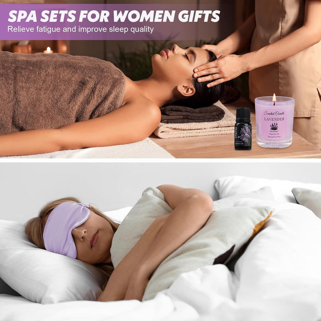 Birthday Gifts Basket for Women, Relaxtion Spa Set, Self Care Boxes for Her, Mother, Friend, Sister, Ideal Gifts for Valentine'S and Mother'S Day (Purple)