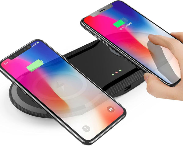 30W Fast Wireless Charger, Vchiming 2 in 1 Wireless Charging Pad, Dual 15W Wireless Charging Station for Galaxy Iphone Airpods Type C Cable Included, Black