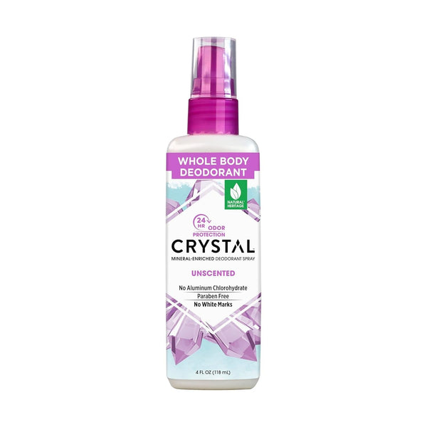 Crystal Essence Mineral Deodorant Spray, Unscented, All over Body Deodorant, 4 Fl Oz