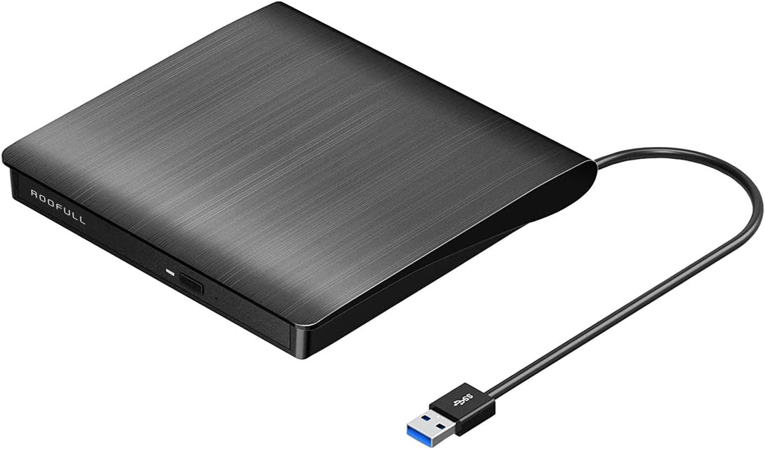 ROOFULL External CD DVD +/-RW Drive for Laptop, True USB 3.0 DVD CD ROM Disc Reader Player Burner Writer Adapter Portable Optical Disk Drive for PC Windows 11/10 Mac Linux Computer Desktop