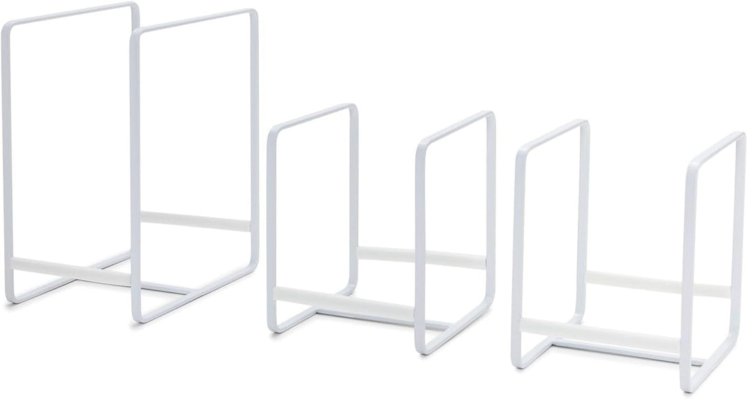 Juvale 3 Piece Plate Organizer for Kitchen Cabinet, Shelf, 2 Sizes for Pots, Pans, Cutting Boards (White) - Plate Rack