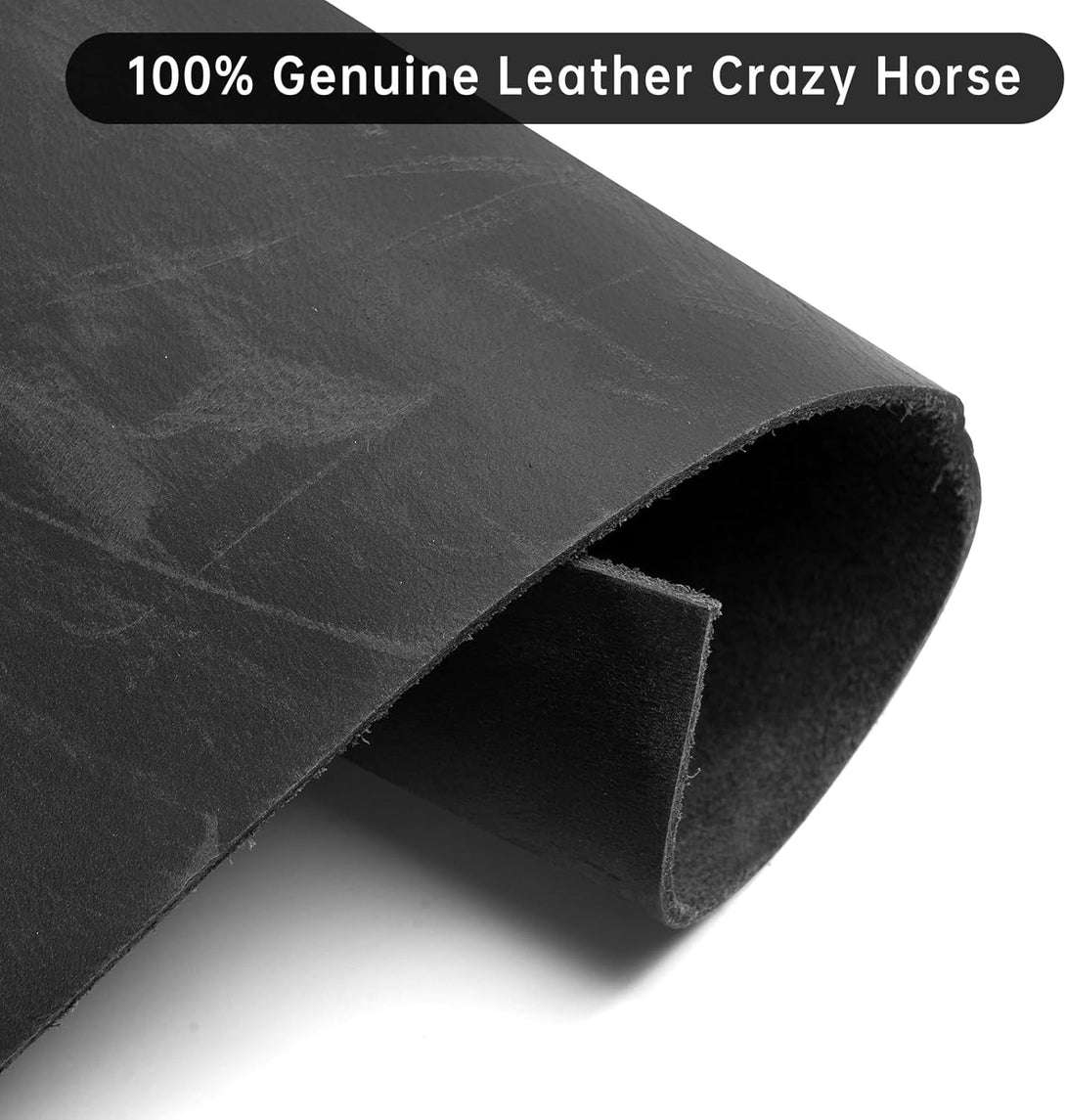 Real Leather Mens Bifold Wallet RFID Blocking Slim Minimalist Front Pocket - Thin & Stylish with ID Window in Gift Box (Crazy Horse, Black)