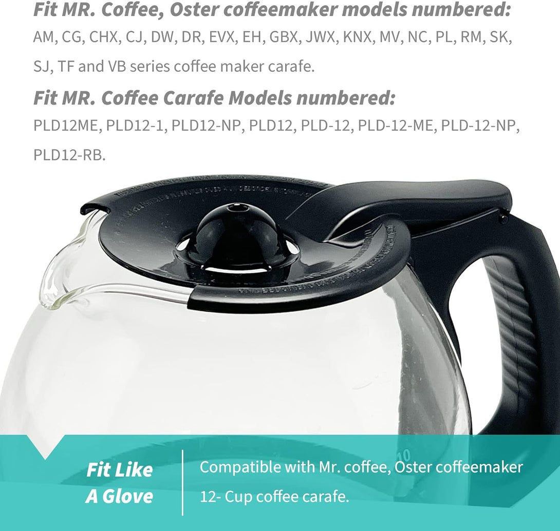 2-PACK Replacement Carafe Lid for Mr. Coffee 12 Cup Glass Coffee Carafe Pot, Part# 112435001000