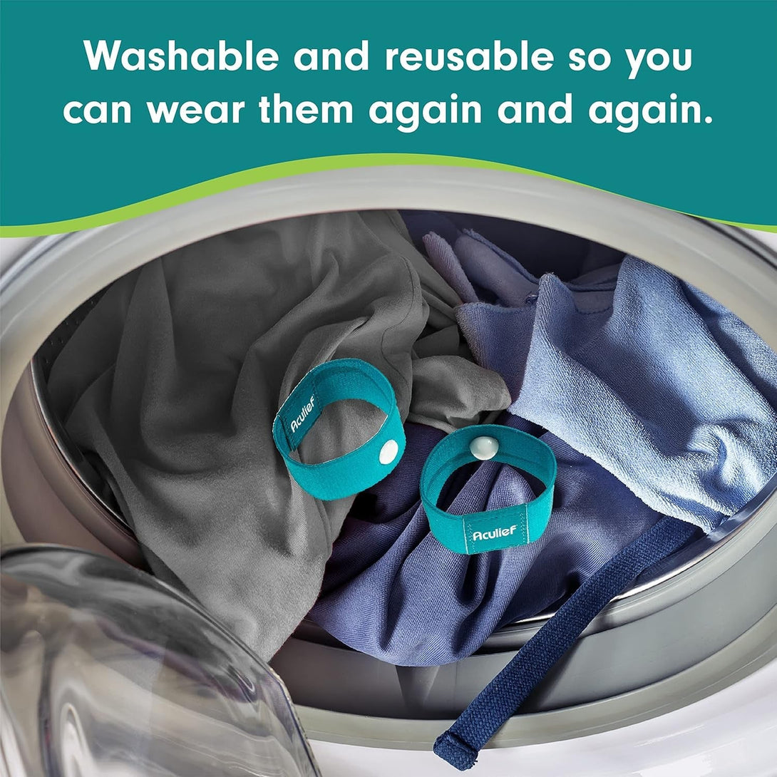 Aculief Acupressure Nausea Bracelet, Pressure Point Wristband for Motion Sickness Comfort and Chemotherapy, anti Nausea Wristband, Slim Reusable Morning Sickness Bands, Dark Gray