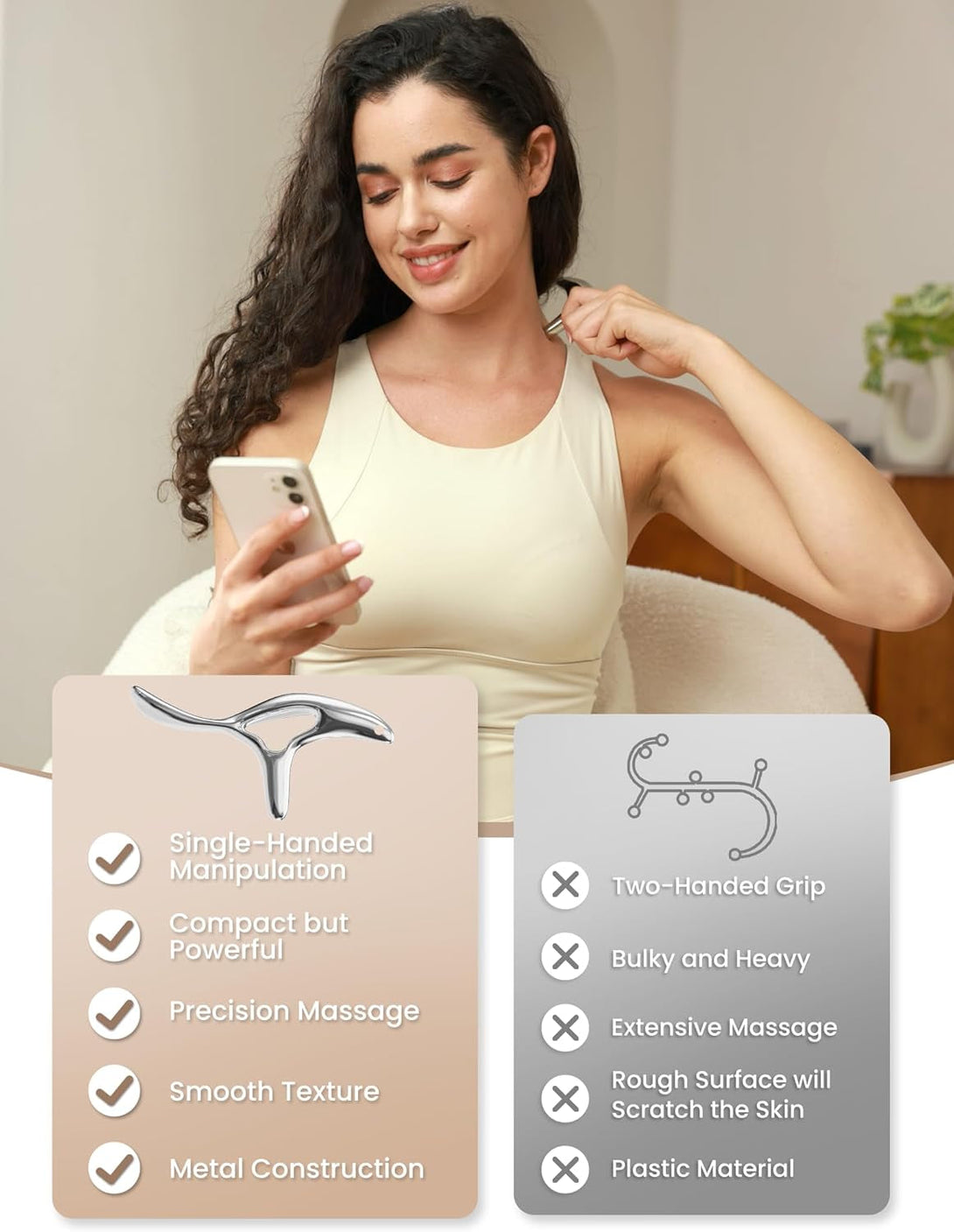 Lifechill Trigger Point Massage Tool for Deep Tissue Massage & Gua Sha, Muscle Scraper Tool for Full Body Pain Relief, Thumb Saver Acupressure Tool, FSA HSA Eligible