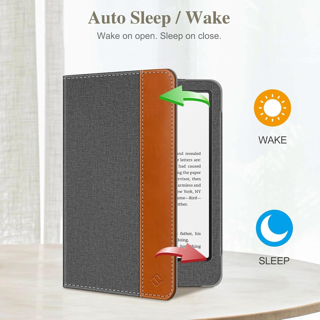 Fintie Case for 7"/6.8" Kindle Paperwhite(12Th/11Th Generation-2024/2021) and Kindle Colorsoft Signature Edition -Slim Foldable Stand Cover Auto Wake/Sleep for Paperwhite 2024, Denim Gray
