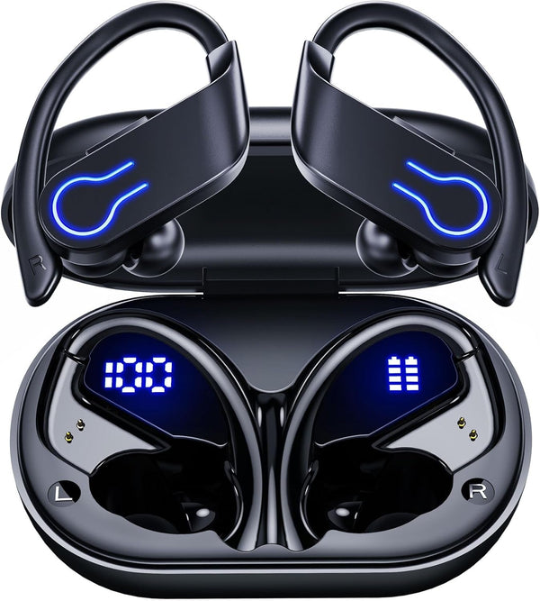 Wireless Bluetooth Earbuds 120H Playtime Bluetooth 5.3 Ear Buds for Sports, Hi-Fi Stereo Earphones with LED Display Charging Case, Headphones for Running/Workout Audifonos Bluetooth Inalambricos