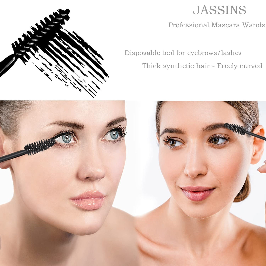 300Pcs Disposable Makeup Tool Kit,Brow Brush/Mascara Brush/Lip Applicators/Eyeshadow Applicators/Eye Liner Brush,Jassins Makeup Disposable Accessories with Organizer Box