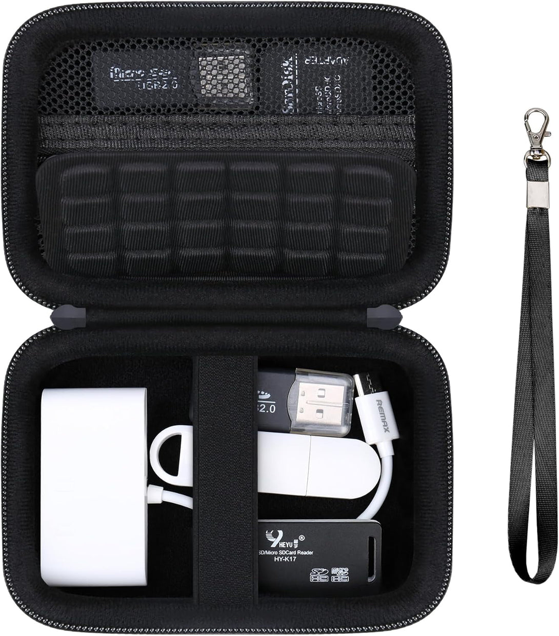 Computer Memory Card Readers Organizer Case Compatible with SD Card Reader, USB C SD Card Reader, TF Card, Micro SD Card, Portable Memory Card Accessories Storage Bag Travel Case, Black