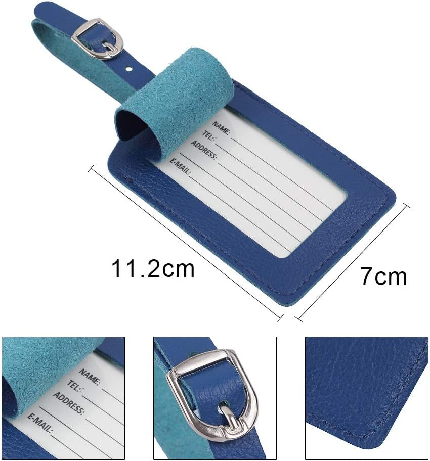 Leather Luggage Tags 4 Pack Bag Suitcase Labels