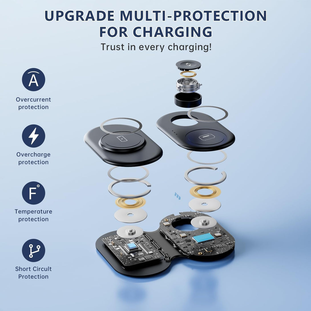 2025 Latest Magnetic Wireless Charger for Iphone: 3 in 1 Travel Charging Station Devices for Iphone 16 15 14 13 12 Pro Max Plus-Foldable Charging Pad for Apple Watch Series & Air Pods 4 3 2 Pro