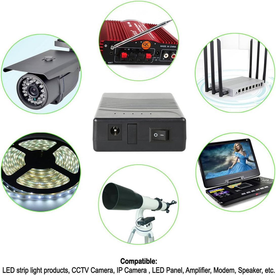 Talentcell Rechargeable 12V DC Output Lithium Ion Battery Pack for LED Strip/Light/Panel/Amplifier and CCTV Camera with Charger, Multi-Led Indicator Black (3000Mah)