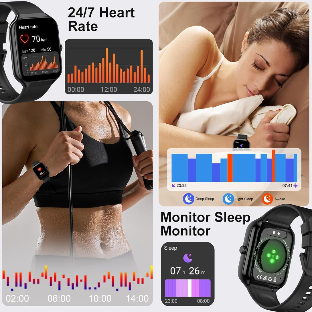 Smart Watch for Men Women, 1.96"HD Smartwatch (Answer/Make Call) with Heart Rate/Sleep Monitor/Spo2/Pedometer, 2025 New Fitness Watch 113+ Sport Modes, IP68 Waterproof Activity Tracker for Android Ios
