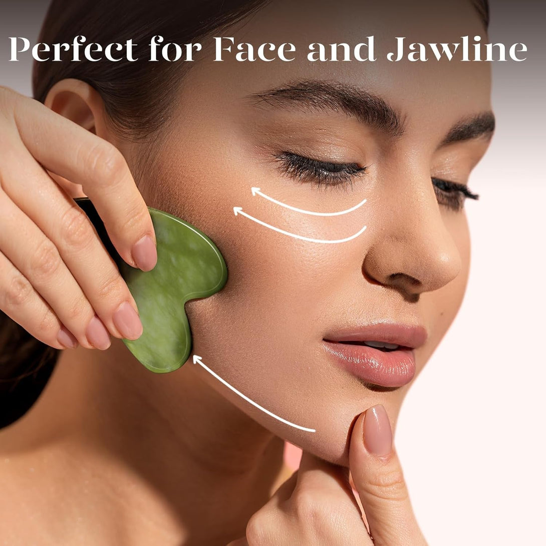 BAIMEI Gua Sha Facial Tools Face Massager for Skin Care, Relaxation and Reduce Wrinkles Puffiness Skin Care Tools, Self Care Gift for Men Women - Xiuyan Jade
