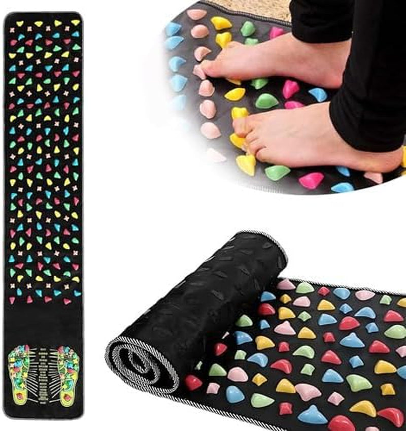 Funvalley Surperfect Foot Massage Mat with Reflexology Stones - Acupressure Walking Path for Pain Relief & Circulation, 68.9" X 13.78" Non-Slip Mat for Elderly, Office Workers, Students