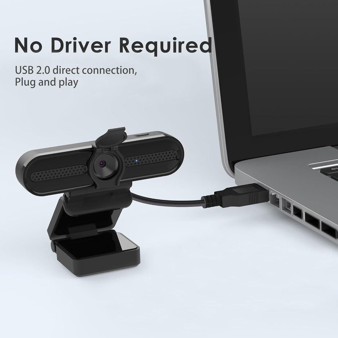 Saylas 2K Webcam, FHD Streaming Camera with 2K/30Fps, 1080P/60Fps, Autofocus, Dual Noise-Cancelling Microphones, Privacy Cover and Tripod, for Computer/Zoom/Skype/Teams/Laptop/Macbook/Windows