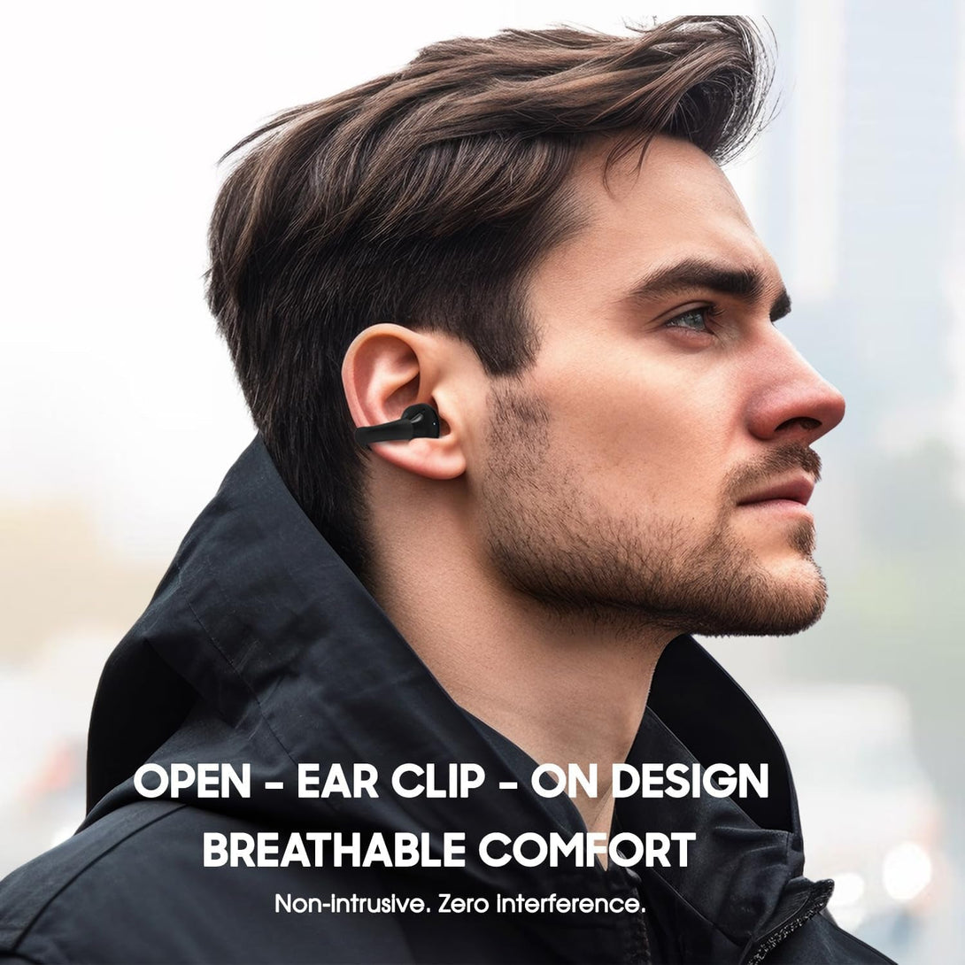 C1Pro Ear Clip Earbuds Clip on Ear Buds Wireless Bluetooth Earbuds Freeclip Bluetooth Headphones Open on Earring Cuff Earbud Earrings Clips Best Free Bud for Ears Glasses Living Need Open-Ear Comfort