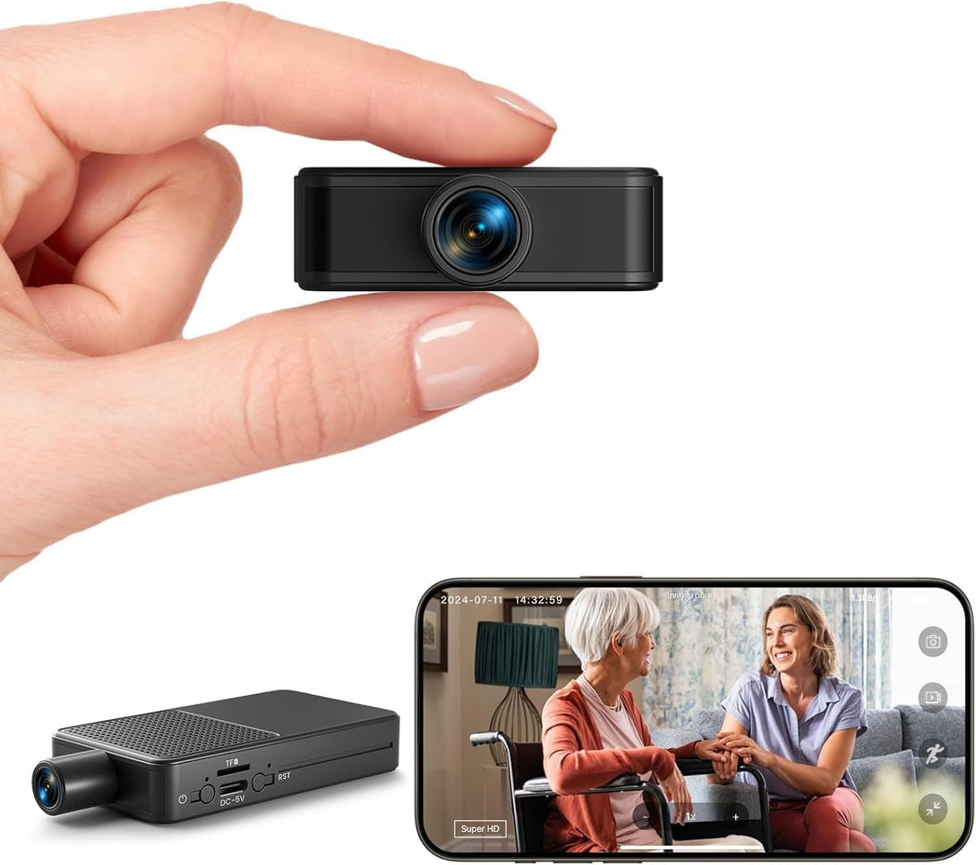 Mini Camera Wireless, 4K HD Nanny Cam, 10Hr Continuous Recording Wifi Small Camera, FREE Cloud & SD Storage, No Wifi Needed Mini Camera, Motion Detection & Night Vision for Pet/Baby/Nanny Surveillance