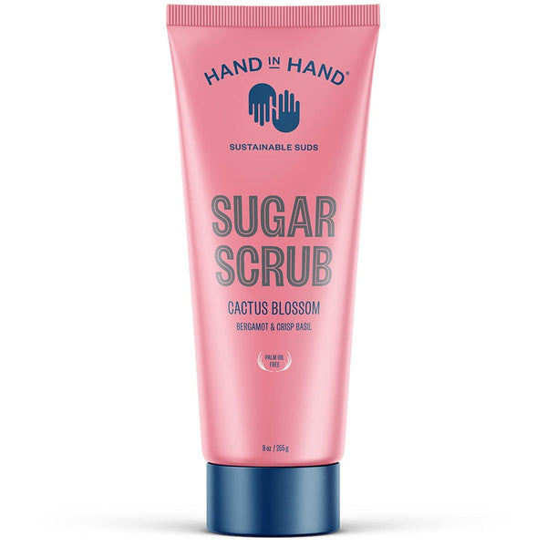 Hand in Hand Sugar Scrub, Gentle Exfoliation for All Skin Types, 9 Ounce, Bergamot & Crisp Basil, Cactus Blossom Scent, Single
